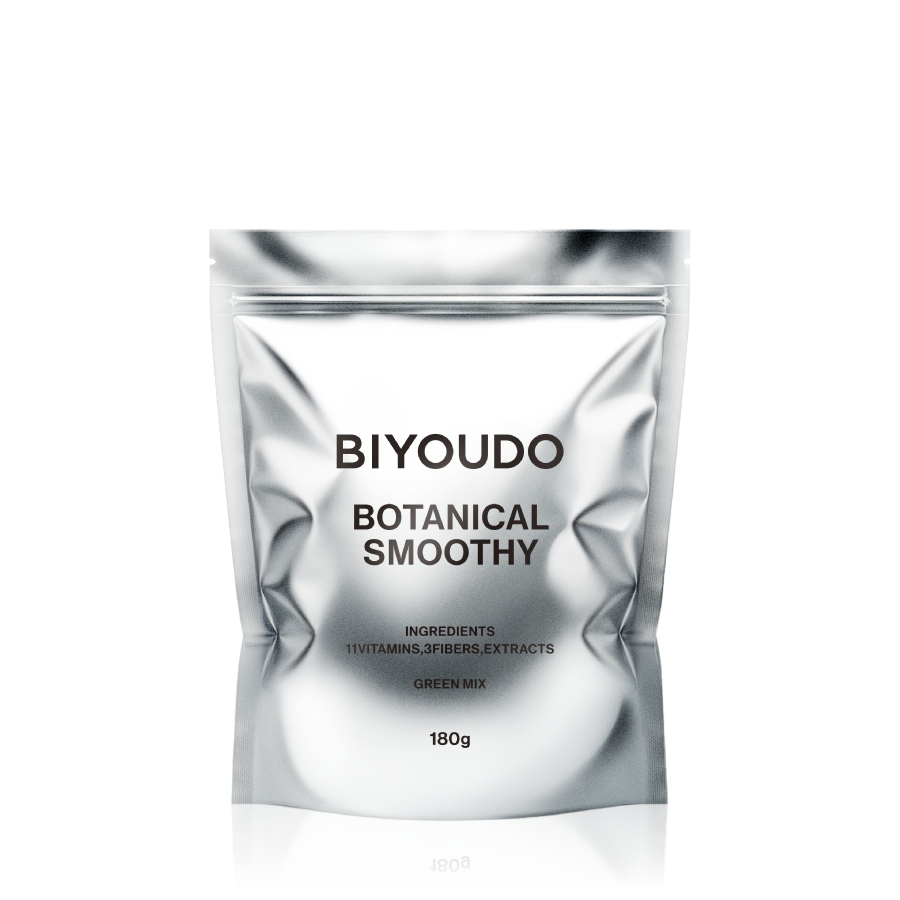 ビヨウドウ BOTANICAL SMOOTHY_メタリックな銀色のパウチ型パッケージの画像